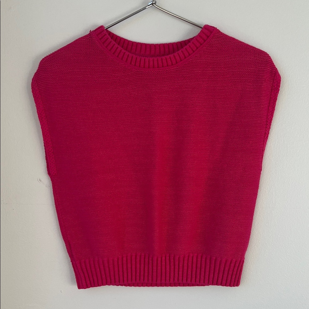 LOFT Pink Crew Neck Vest Sweater